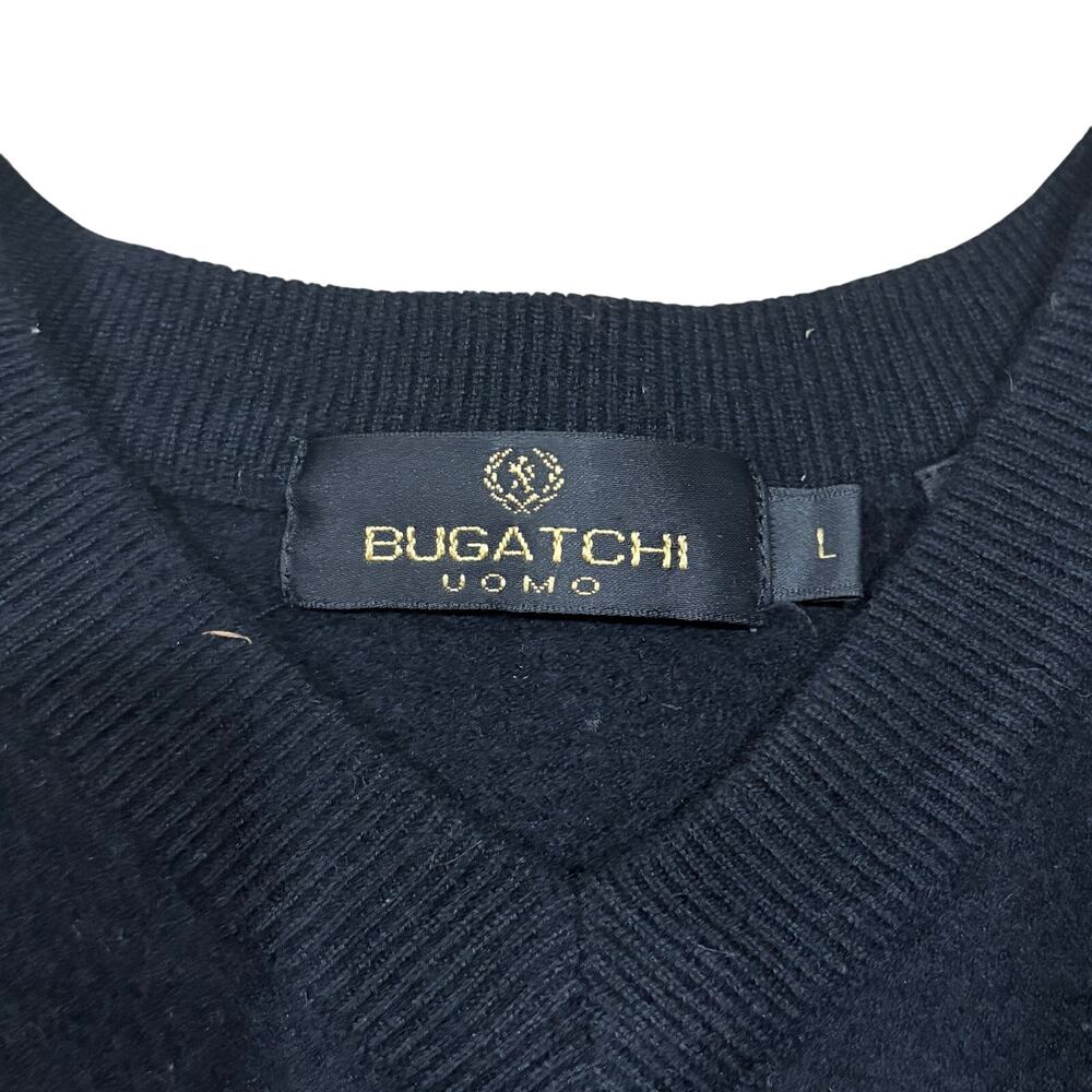 Bugatchi Uomo Men's Black Wool Silk Sweater Cashmere Crewneck Size Large Preppy - Picture 3 of 7